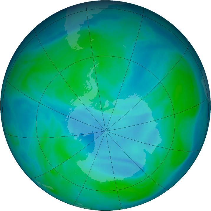 Antarctic ozone map for 29 December 2006
